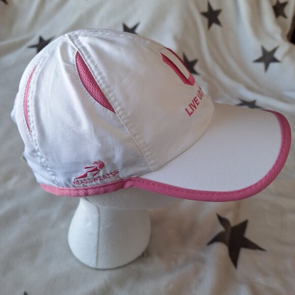 Headsweats Live Ultimate White & Pink Running Hat Cap Healthy Happy - Picture 4 of 11